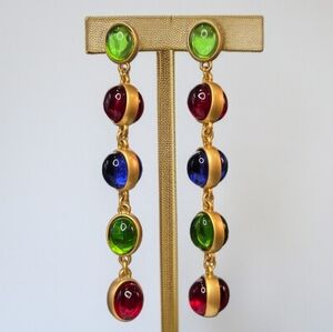 18k Matte Gold Plated Mogul Maharani Glass Cabochon Earrings